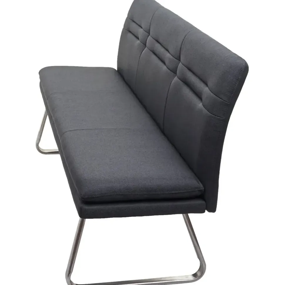 Mendler Esszimmer-Set HWC-H70, Esszimmergruppe Sitzgruppe Esszimmergarnitur, Stoff/Textil Edelstahl gebürstet ~ dunkelgrau 180cm