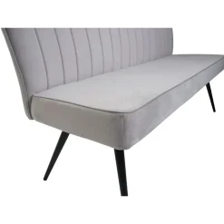 Mendler Esszimmer-Set HWC-K16, 2er-Set Stuhl+Sitzbank Esszimmergruppe Sitzgruppe Esszimmergarnitur, Samt Metall ~ hellgrau