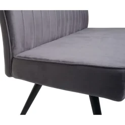 Mendler Esszimmer-Set HWC-K16, 2er-Set Stuhl+Sitzbank Esszimmergruppe Sitzgruppe Esszimmergarnitur, Samt Metall - dunkelgrau