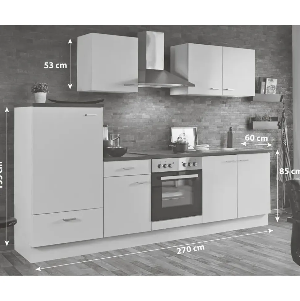 Menke Küchenzeile Classic 270 cm E-Geräte Graphit