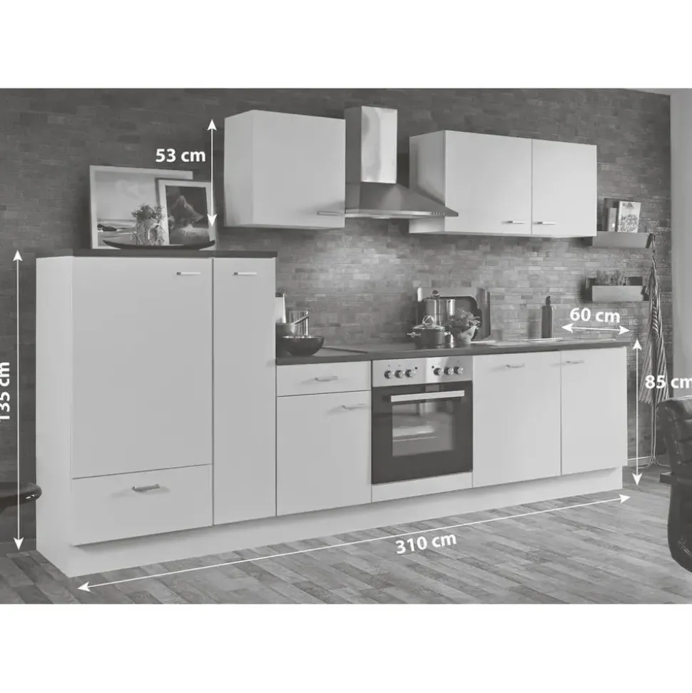 Menke Küchenzeile Classic 310 cm E-Geräte weiß