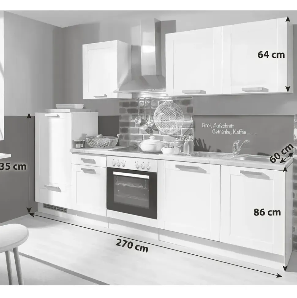 Menke White Premium Küchenblock 270 cm E-Geräte weiß