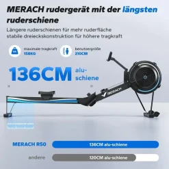 Merach Klappbares Luftwiderstands-Rudergerät Schwarz