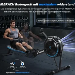 Merach Klappbares Luftwiderstands-Rudergerät Schwarz