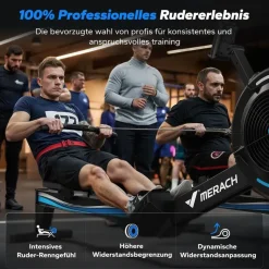 Merach Klappbares Luftwiderstands-Rudergerät Schwarz