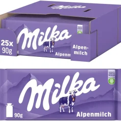 MILKA Alpenmilch Milchschokolade 25 Packungen 90 g