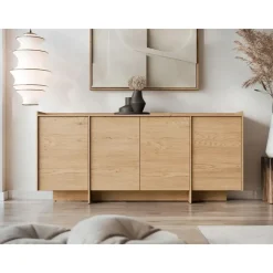 Mirjan24 Kommode Japandi K4D 200 x 90 x 38 cm Eiche Cremona / Beige