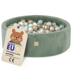 Misioo Bällebad mit Schaumstoff-Füllung - 90x30cm - 200 Bälle - Hochwertige Bällebad Bälle für Kinder - Sicheres Spielzeug - Waschbar