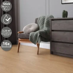 ML-Design Deluxe PVC Bodenbelag Selbstklebende Vinylboden Eiche Sundance