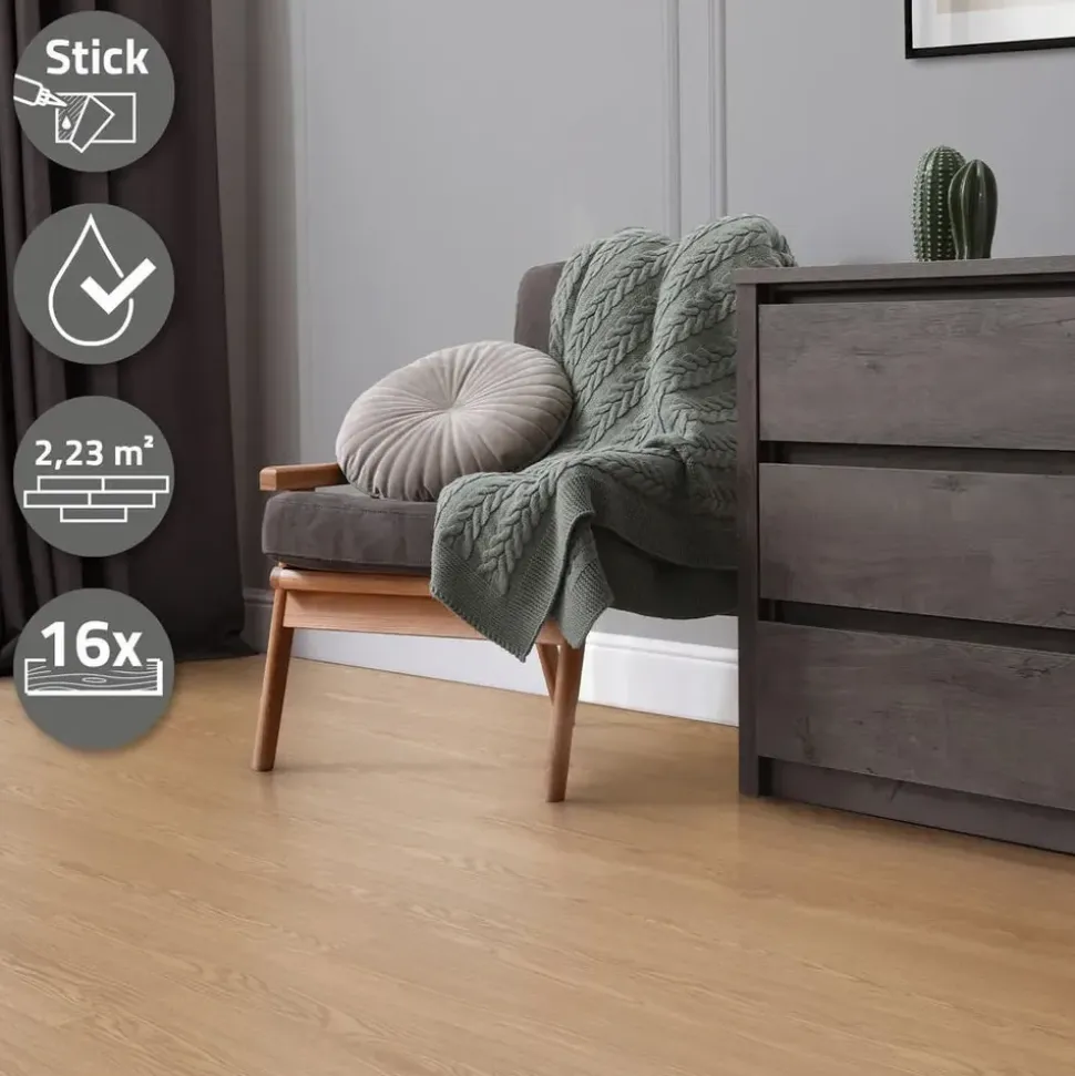 ML-Design Deluxe PVC Bodenbelag Selbstklebende Vinylboden Eiche Sundance