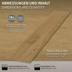 ML-Design PVC Bodenbelag 8,92 m2 64 Dielen 91,5x15,3x0,2 cm Natur Eiche Vinylboden Selbstklebend Holzoptik wasserfest,