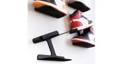 mobilefox Sneaker Wandhalterung Schuh Regal Schwebend Wandhalter Schuhablage Display Schwarz 2 Stück