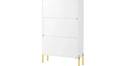 modfu Schuhschrank 73 x 120 x 24 cm 3 Türen hochglänzend / weiß