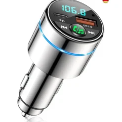 mohard FM Transmitter Auto Bluetooth 5.3, Ganzmetall PD 30W & QC3.0 18W Schnelles Autoladegerät Zigarettenanzünder, KFZ Bluetooth Adapter Auto Freisprechanlage, Funkfrequenztransceiver, Ringlicht