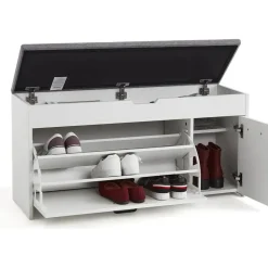 Mondeer Schuhbank 100 x 52 x 30 cm weiß / weiß