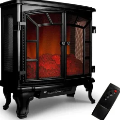 monzana Doppeltür-Kamin Schwarz
