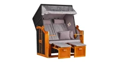 Mr. Deko Strandkorb Ostsee Wacholder PE Schwarz Dessin Royal Grau