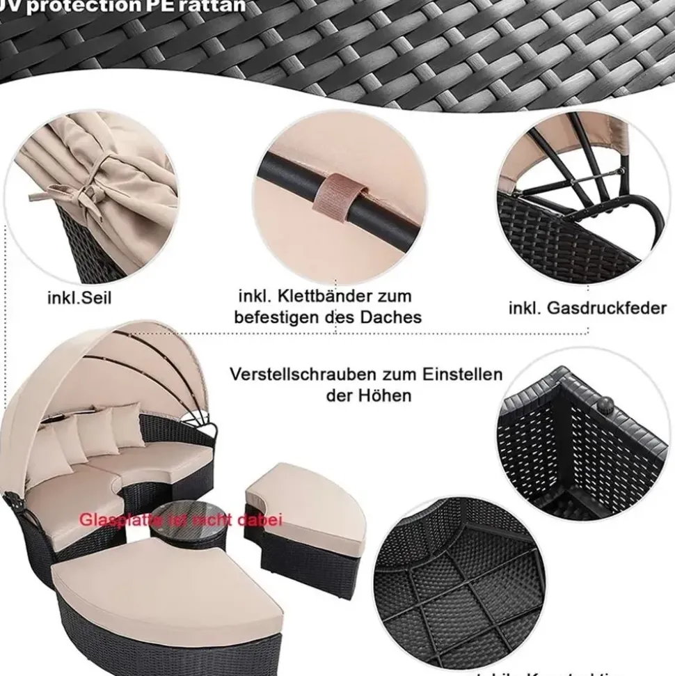MuCoLa Sonneninsel Rattan schwarz