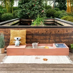 Muddy Buddy Sandkasten Space Saver mit Matschwanne und Staufach rosa