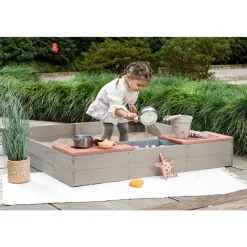 Muddy Buddy Sandkasten Wild mit Dach warmgrau/puderrosa