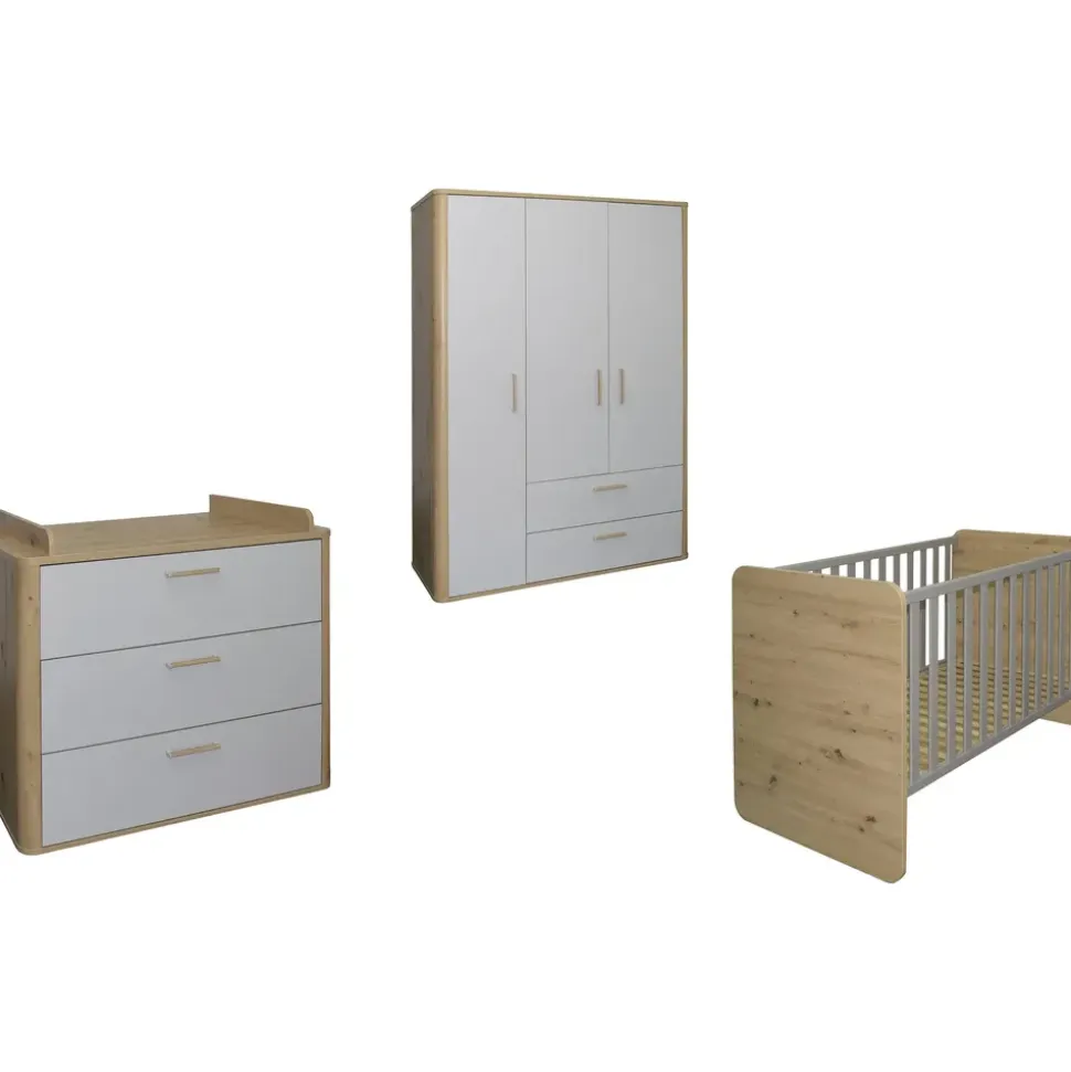 Mäusbacher Babyzimmer-Set Lilly 3tlg. Holzoptik Asteiche
