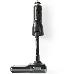Nedis Audio Transmitter fürs Auto - Bluetooth 5.0 UKW-Sender für Playlists & Freisprechfunktion - 2 USB-Ladeanschlüsse (3.0A, 2.4A) - Flexibler Schwanenhals & LED-Display