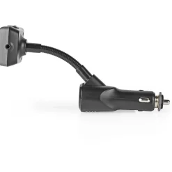 Nedis Audio Transmitter fürs Auto - Bluetooth 5.0 UKW-Sender für Playlists & Freisprechfunktion - 2 USB-Ladeanschlüsse (3.0A, 2.4A) - Flexibler Schwanenhals & LED-Display