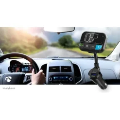 Nedis Kfz Audio FM Transmitter - Schwanenhals - Freisprechfunktion - 2.00 / Scharz-weiß Monitor - Bluetooth - PD 20 W / Bass Boost - /