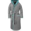 Normani Unisex Baumwoll-Bademantel Rob in Grau/Petrol | Gr.: XXL