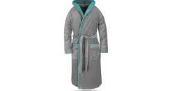Normani Unisex Baumwoll-Bademantel Rob in Grau/Petrol | Gr.: XXL