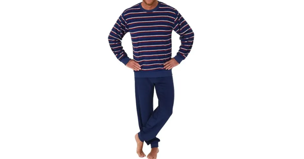 normann Frottee Pyjama lang Blau 60/62