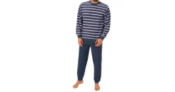 normann Frottee Pyjama Schlafanzug lang Blau 56
