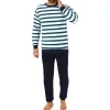 normann Frottee Pyjama Schlafanzug Streifen Blau 56