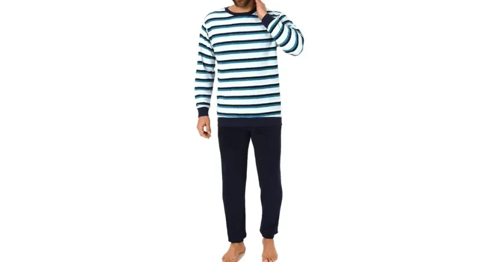 normann Frottee Pyjama Schlafanzug Streifen Blau 56