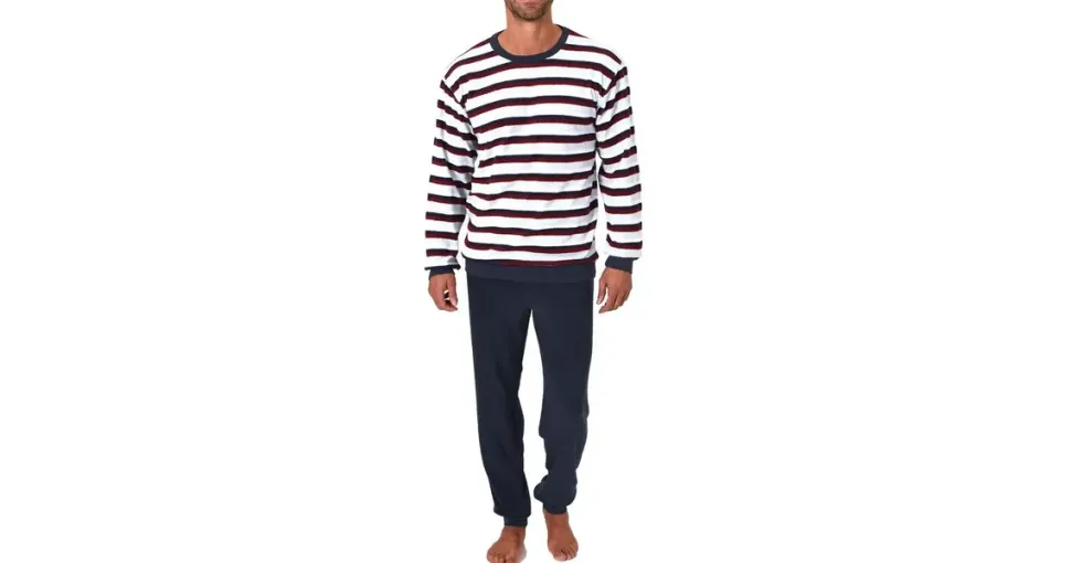 normann Frottee Pyjama Schlafanzug Streifenrot 54