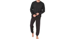 normann Pyjama Schlafanzug Bündchen Grau 54