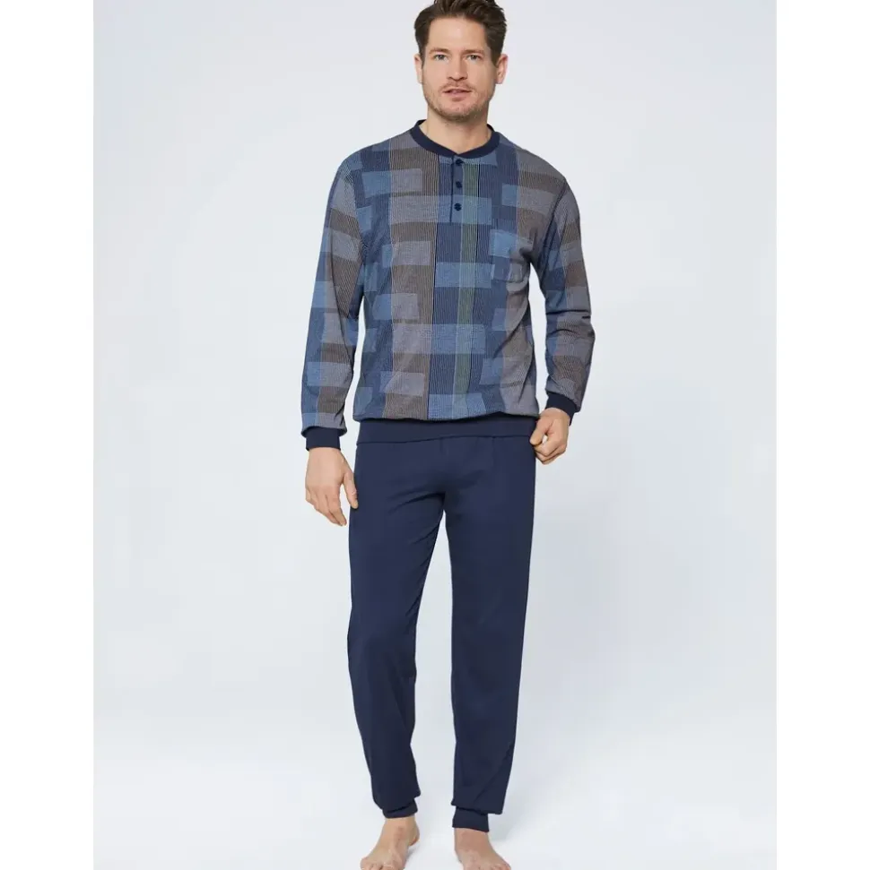 normann Schlafanzug Langarm Blau 56/58