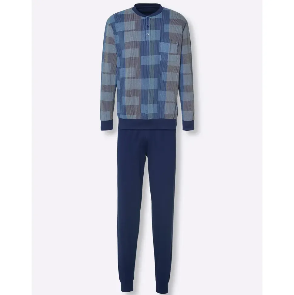 normann Schlafanzug Langarm Blau 56/58