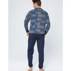 normann Schlafanzug Langarm Blau 56/58