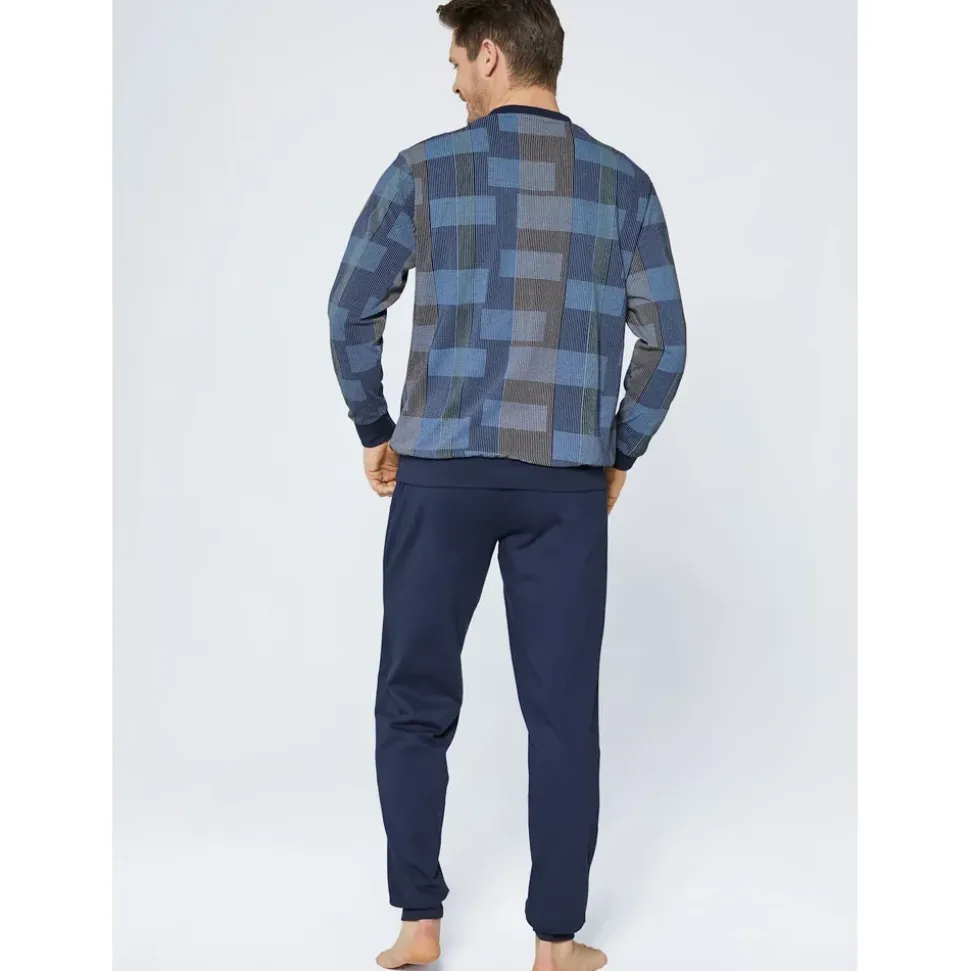 normann Schlafanzug Langarm Blau 56/58