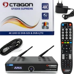 Octagon SF8008 Supreme 4K UHD Combo Receiver DVB-S2X + DVB-C/T2 500GB HDD - Schwarz