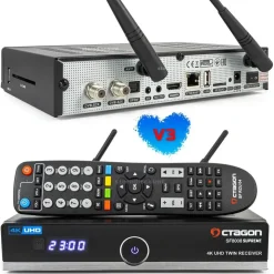 Octagon SF8008 V3 UHD E2 Linux PVR Twin Sat Receiver, 2X DVB-S2X Tuner, & Define OS, mit Aufnahmefunktion, M.2 M Key, Gigabit LAN, Kartenleser, Sat to IP, Multistream, WiFi WLAN