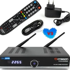 Octagon SF8008 V3 UHD 4K COMBO Supreme E2 DVB-S2X & DVB-C/T2 Linux & Define OS, M.2 Dual-WiFi) - Schwarz