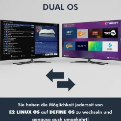 Octagon SF8008 V3 UHD 4K COMBO Supreme E2 DVB-S2X & DVB-C/T2 Linux & Define OS, M.2 Dual-WiFi) - Schwarz