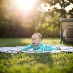 OEM Kinderreisebett Overnight – faltbares Reisebett & Laufstall, grau - Grau