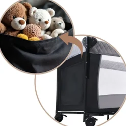OEM Kinderreisebett Overnight – faltbares Reisebett & Laufstall, grau - Grau
