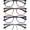 OPULIZE Max Lesebrille 4 Pack - Klassische große rechteckige Fassung - Brillen in mattem Schwarz, Braun, Blau & Grau - Herren Damen Unisex - RRRR78-1237 - +3,50