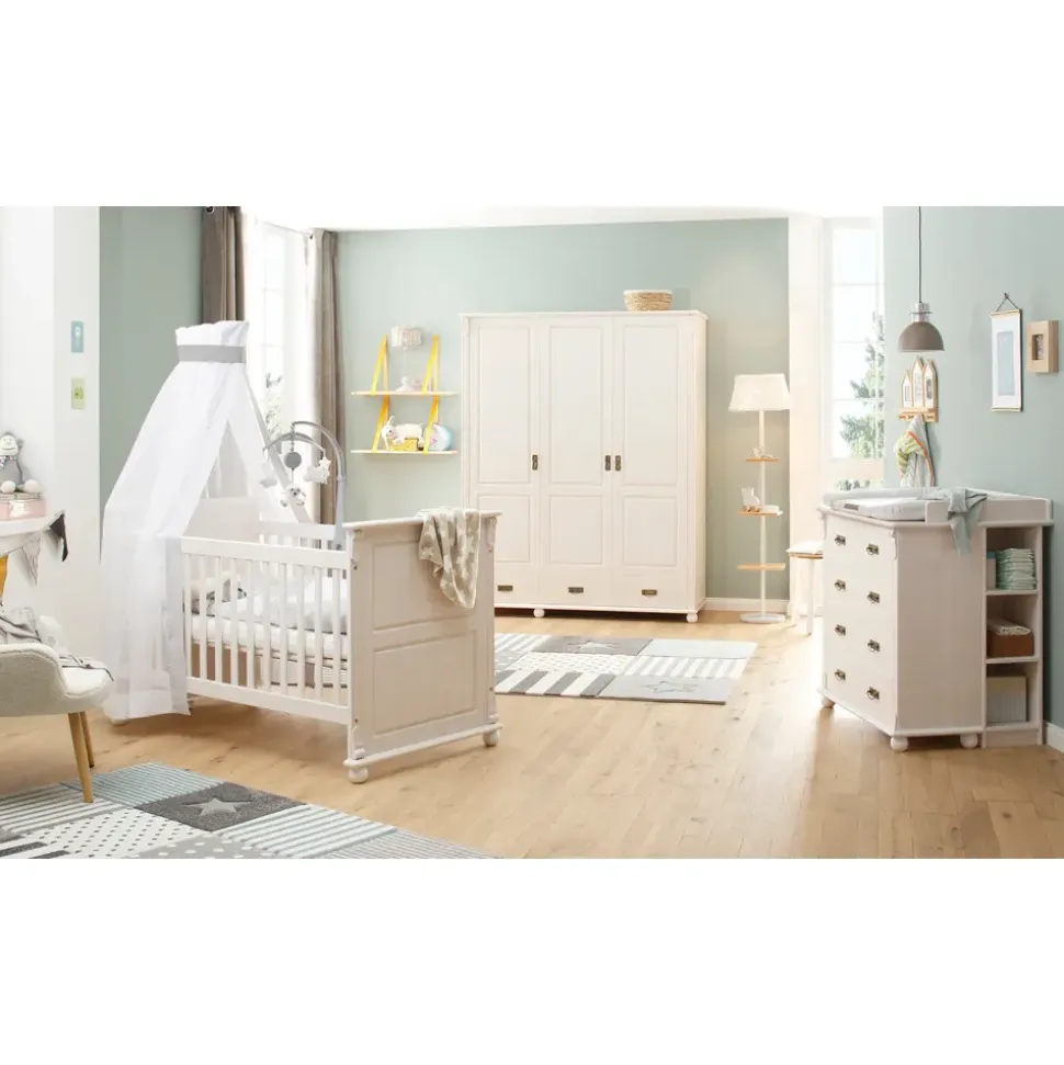 OTTO home Babyzimmer-Komplettset OTTO HOME "Aimo", Landhausstil, stabile Qualität, edles Design, Messinggriffe", Kinder, Gr.