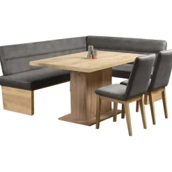 OTTO home Eckbankgruppe Beluna + Cross Essecke Sitzgruppe Eckbank Küchenbank, (Set, 4-tlg., Eckbank, 2 Stühle und Tisch), Sitzgruppe Esszimmer Stühle Tisch und Bank bequem gepolstert grau