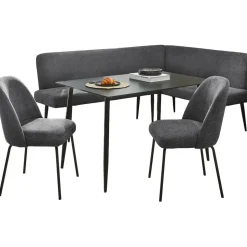 OTTO home Eckbankgruppe Melvin (Set, 4-tlg. Tisch, Bank und 2 Stühle), Taschenfederkern, Tisch (120x75cm) schwarz, Bank und Stühle anthrazit oder beige grau|schwarz